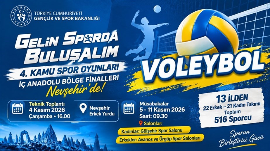 4. Kamu Spor Oyunları Voleybol İç Anadolu Bölge Finalleri Nevşehir'de