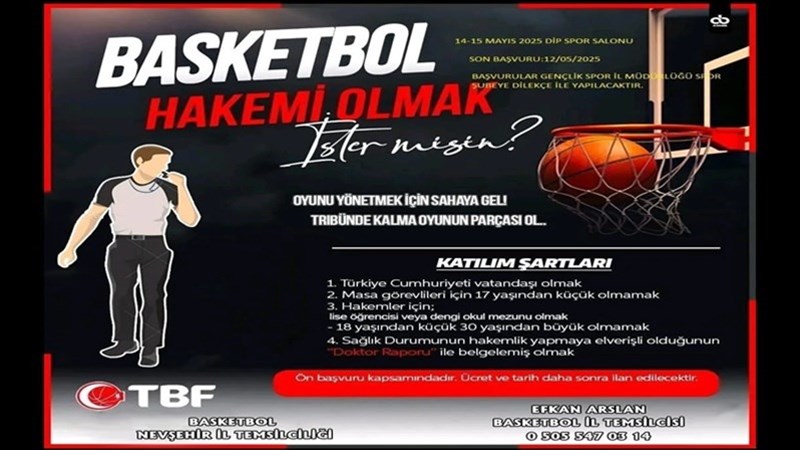 Basketbol Aday Hakem Kursu Açılıyor
