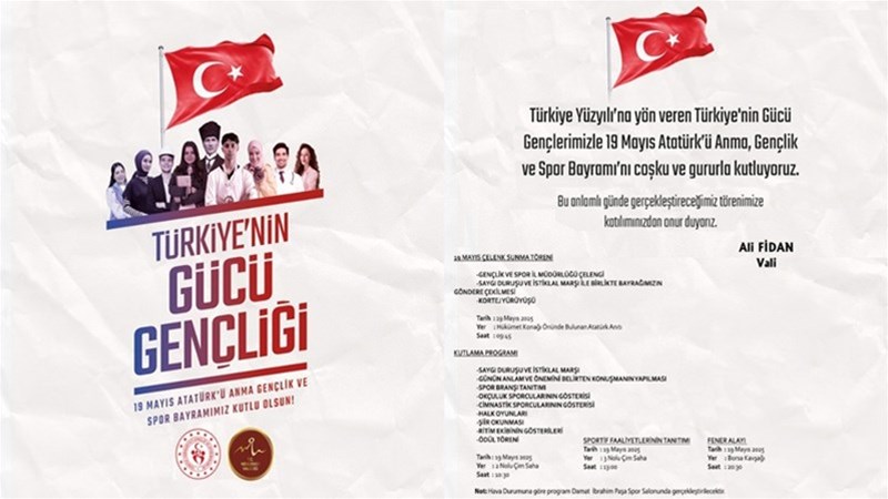 19 Mayıs Atatürk’ü Anma, Gençlik ve Spor Bayramımız İlimizde Coşkuyla Kutlanacaktır	