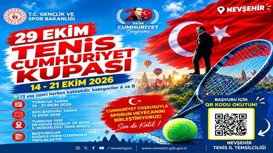 Nevşehir’de 29 Ekim Cumhuriyet Kupası Tenis Turnuvası Başlıyor